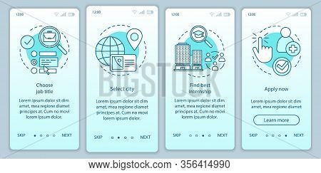 Internship Program Onboarding Mobile App Page Screen Vector Template. Work Searching Software. Stude