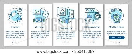 Vr Technology Onboarding Mobile App Page Screen With Linear Concepts. Virtual Surgery, Aviation, Mil