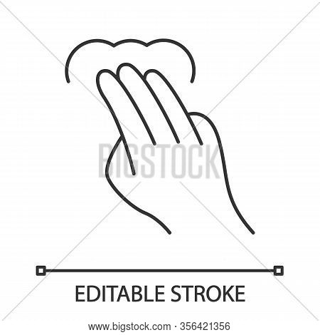 Touchscreen Gesture Linear Icon. 3x Tap, Point, Click Gesturing. Human Hand And Fingers. Using Senso