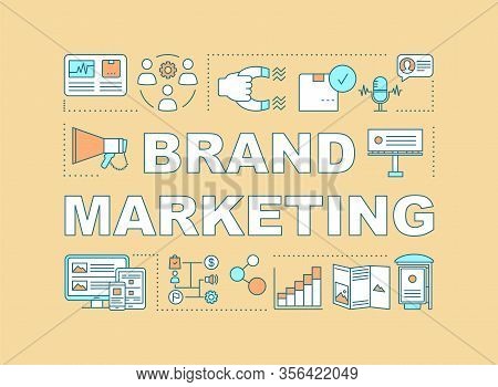 Brand Marketing Word Concepts Banner. Communications, Product, Service For Brand Equity Growing. Pre