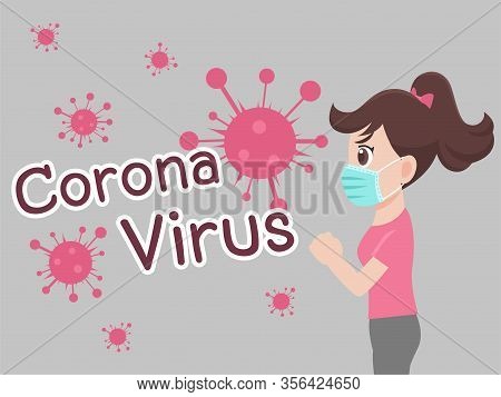 Woman Wearing A Surgical Protective Medical Mask For Prevent Virus Wuhan Covid-19.corona Virus, Wash