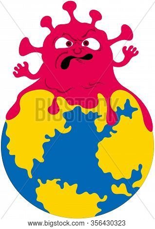 Illustration A Nasty Creature With Tentacles Sitting On A Planet