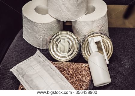 Toilet Paper 3 Rolls And Spray Antiseptic In A Bottle, Coronavirus
