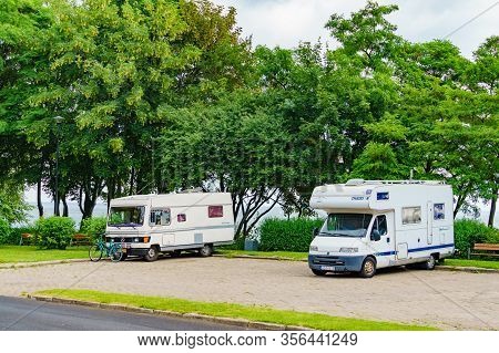 Gdynia, Poland - June 27, 2019: Camper Cars On Picnic Area Polanka Redlowska In Gdynia City. Camping