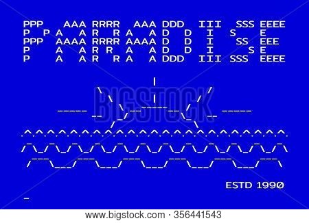 Paradise In Old Computer Style Of Dos Symbols. Old School Rare Typographic Apparel Print. Vector Ill