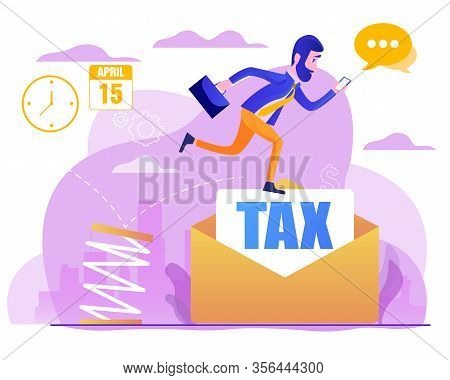 Business Jumping From Spring Through Taxes. Concept Of Lower Tax. Design Element For Banner, Poster,