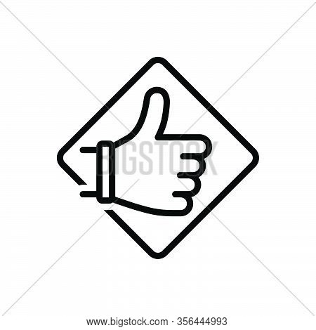 Black Line Icon For Recommend Like Accept Request Feedback Application Ok Gesture Approving Say-a-go