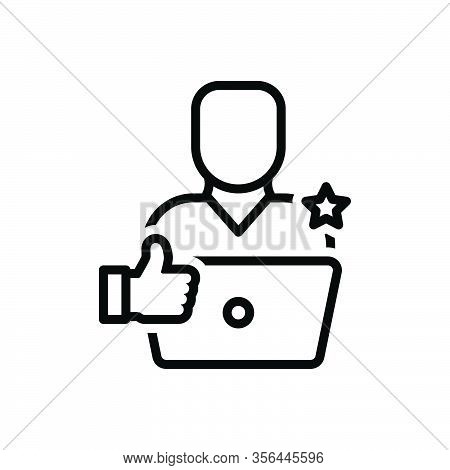 Black Line Icon For Recommendation Recommend Say-a-good-word-for Accept Laptop Feedback Ok Gesture P