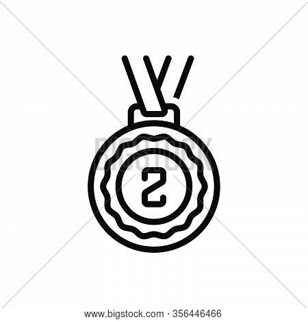 Black Line Icon For Second Winner Success Award Reward Badage Prize Medal Place
