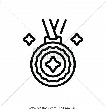 Black Line Icon For Gold Award Reward Badage Prize Medal