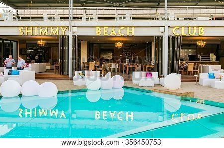Cape Town, South Africa - October 13, 2019: Infinity Pool At The Shimmy Beach Club At The V&a Waterf