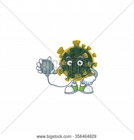 A Cartoon Character Of New Coronavirus Doctor Using Tools