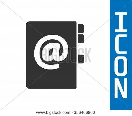 Grey Address Book Icon Isolated On White Background. Notebook, Address, Contact, Directory, Phone, T