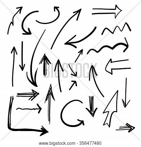 Hand Drawn Arrows Set Doodle Isolated Vector