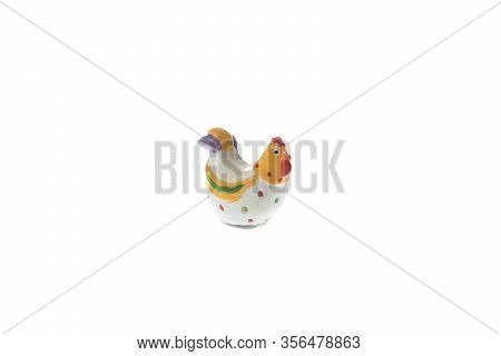Ceramic Colorful Chicken For Easter Decoration, Isolated On White