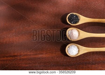 Variety Of Different Sea Salts, Hawaiian Black And Pink From The Himalayas