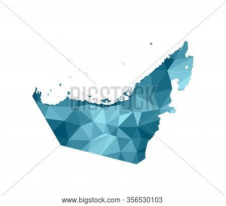 Vector Isolated Illustration Icon With Simplified Blue Silhouette Of Uae (united Arab Emirates) Map.