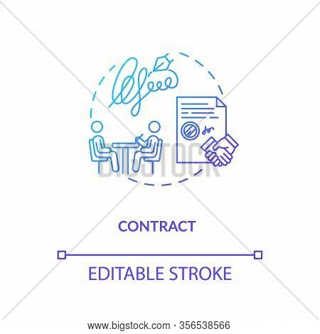 Contract, Official Agreement Concept Icon. Creative Brief, Employment Legal Document Idea Thin Line 