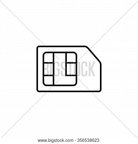 Sim Card Vector Line Icon. Sim Card Icon Symbol. Sim Card Mobile Slot Icon