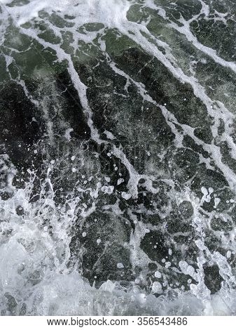 Beauty And Strength Of A Deep Blue Sea. Beautiful Seawaves Texture.
