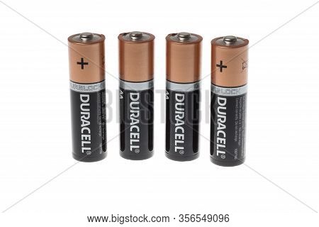 Varna, Bulgaria - March 15, 2020: Photo Of A Duracell Alkaline Batteries, Isolated On White. Duracel