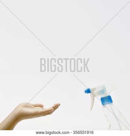 Concept Protect The World Population Corvid 19. Wash your hand with Cleaning spray alcohol to kill t