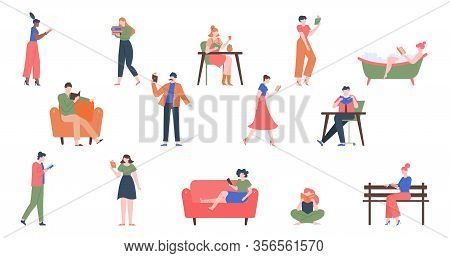 Books Lovers. Reading People, Knowledge And Education Library Concept, Literature Readers, Man And W