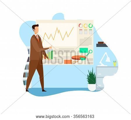 Business Strategy Analysis Vector Illustration. Seo, Data Analytics, Statistics, Metrics Conference.
