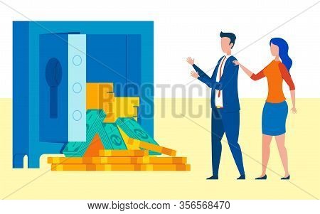 Company Winning Money Grant For Development. Businessman Pay Raise Vector Illustration. Colleague Co