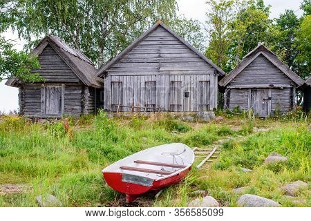 Traditional Wooden Barns In The Village Of Altja, Lahemaa Nature Park, Estonia