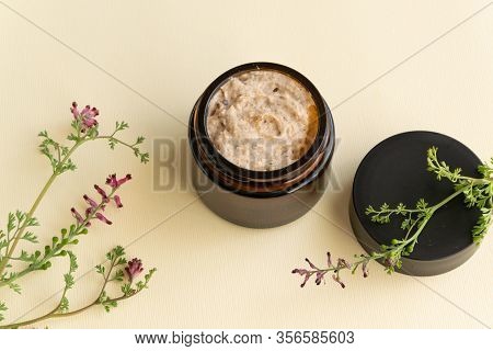 Hygiene Bath Product. Body, Face Scrub With Wild Flowers. Wellness Therapy Regeneration