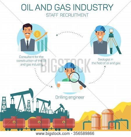 Icon With Type Profession In Oil And Gas Industry. Oil And Gas Industry. Staff Recruitment. Open Vac