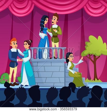 Informational Poster Closing Theater Season Flat. Actors Work Out Proposed Circumstances Role. Men A