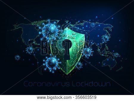 Futuristic Covid-19 Coronavirus Global Lockdown, Quarantine Concept