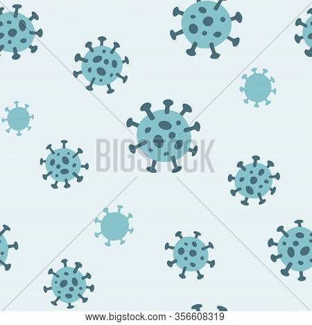 Symbol Of Coronavirus Covid 19 Or Wuhan Coronavirus. Seamless Hand Drawn Pattern. Vector Illustratio