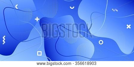 Gradient Fluid Banner. Business Liquid Presentation. Abstract Memphis Brochure. Blue Graphic Pattern