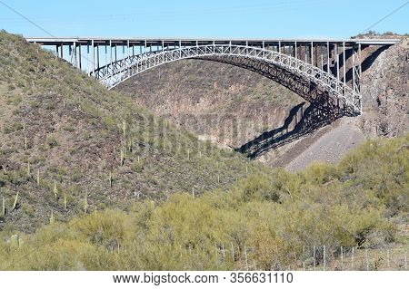 Burro Creek Bridge Near The Burro Creek Campground In The Sonoran Desert, Arizona Usa