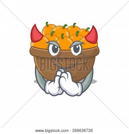 A Picture Of Orange Fruit Basket In Devil Cartoon Design