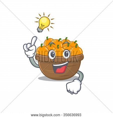 Have An Idea Gesture Of Orange Fruit Basket Mascot Character Design
