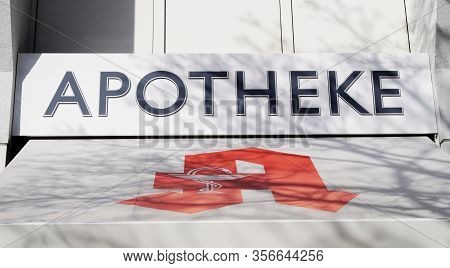 Hannover, Germany - March 16, 2020: German Apotheke - Which Translates As Pharmacy Or Drugstore