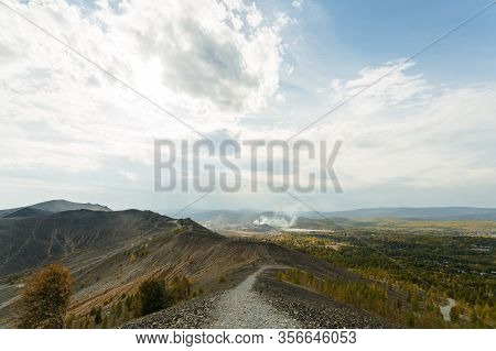 Steep Mountain Road. Ascent To The Pious Cross, Karabash. Chelyabinsk Region, The Dirtiest City On E