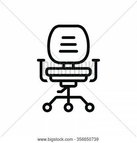 Black Line Icon For Chair Office Pedestal Business Armrests Comfortable Furniture