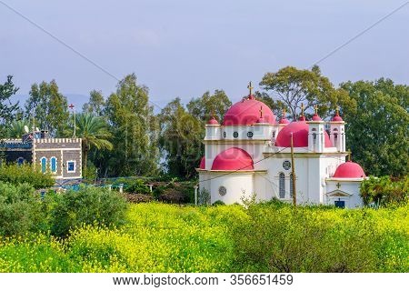 View Of The Greek Orthodox Monastery Of Capharnaum On The North Shore Of The Sea Of Galilee (kinnere