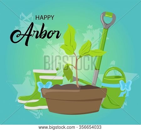 National Arbor Day. Vector Illustration With Leaves. Earth Day. Suitable For Greeting Card, Icon, Po