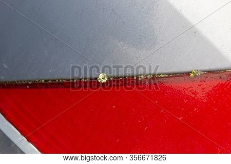 A Close Up View Of Moss Growing Inbetween The Car Light Fitting And Metal