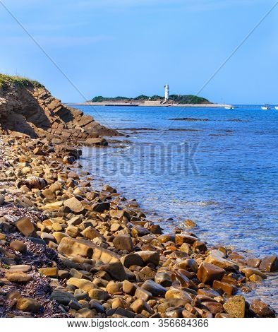 Panoramic View Of The Lighthouse On The Licosa Island, Cilento, Campania, Southern Italy