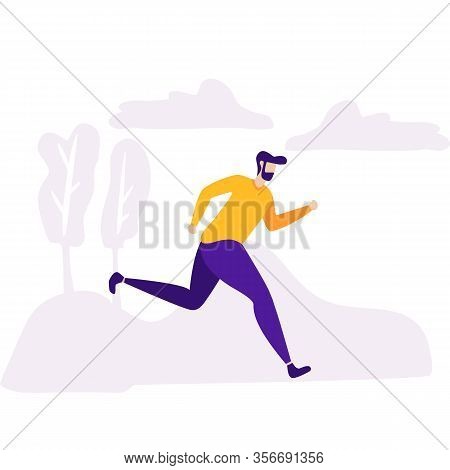 Hurried Agitated Man Moving Fast To Goal Successful Running Businessman Vector Avatar Character Dead