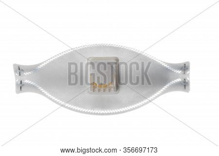Single Use Face Mask For Respiratory Protection Agains Virus And Dust. Isolated On White.