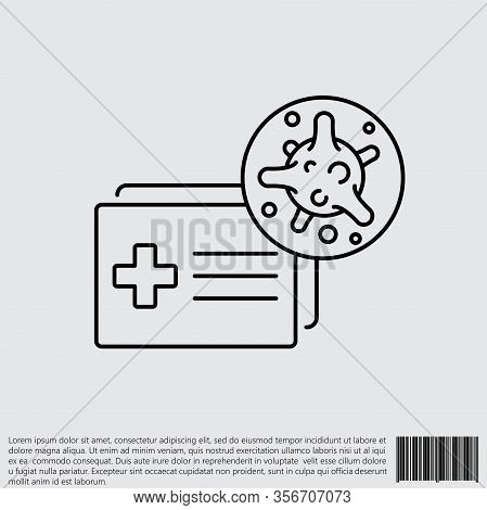 Virus, Bacteria And Medical Form, Document, Certificate Line, Linear Icon, Symbol, Sign. Coronavirus