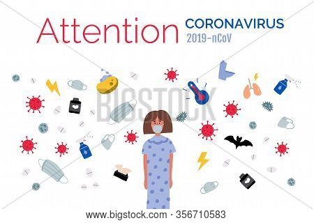 Information Attack And Manipulation Of Attention. Girl Thinks About Infection With Coronavirus. Dise